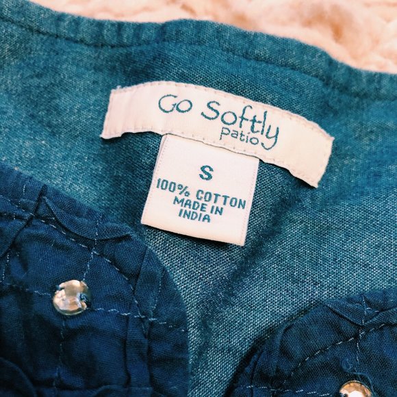 Go Softly Patio Dresses Go Softly Oversized Embellished Blue Denim